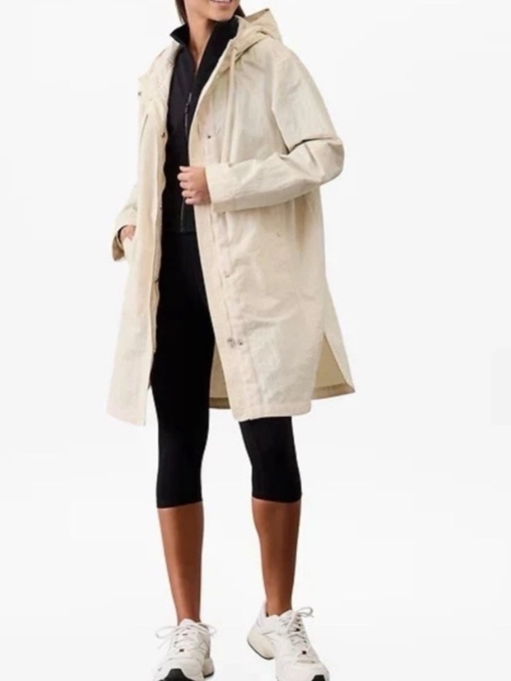 Athleta Everywhere Anorak Hooded Jacket Size Large Bone Water Resistant